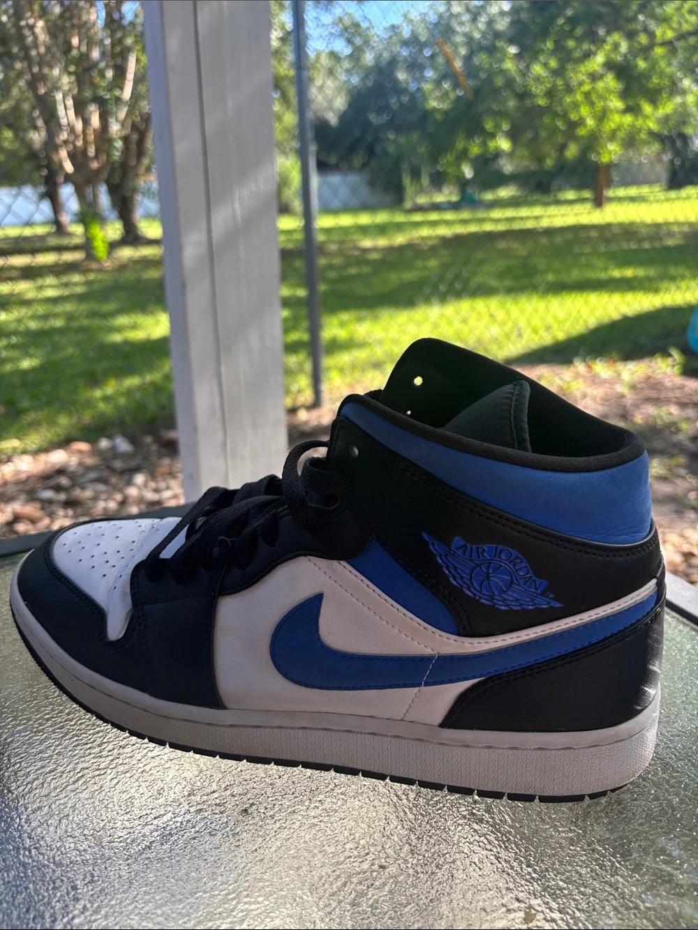 Air Jordan 1 Mid Racer Blue Black White Men’s Size 12 554724-140